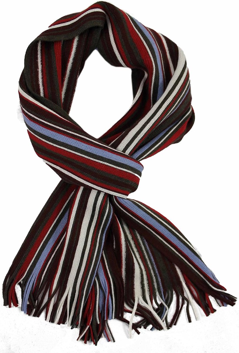 Sjaal gebreide sjaal Raschelschal strepen modieus rood 50% wol 50% polyacryl R-641, Rood