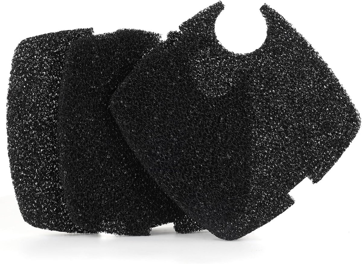 Fishkeeper 3 stuks vervangende filtermatten voor externe aquariumfilter, zwarte filtermatten van spons voor waterfiltering, 3 stuks reservesponzen voor FK085 35 W/45 W
