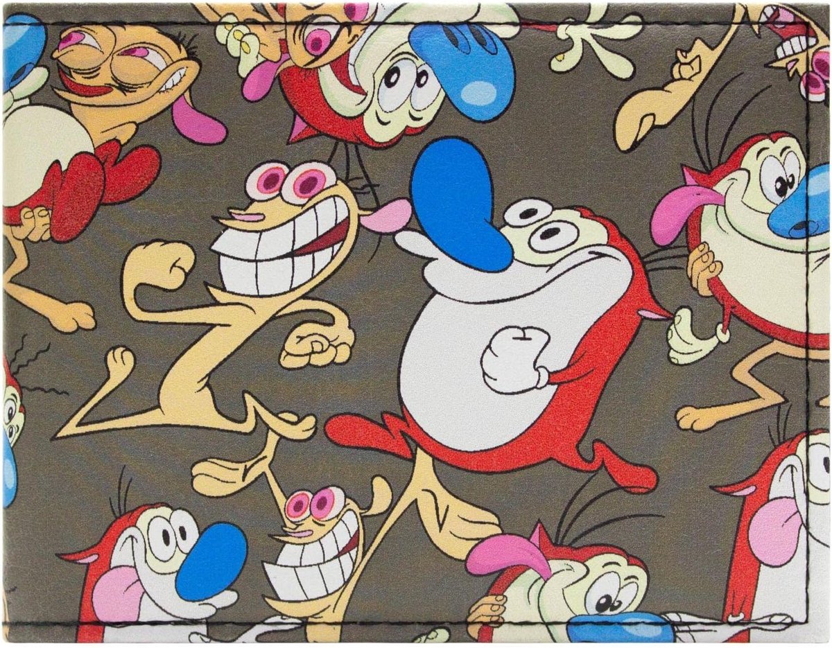& Stimpy Classic Poses Happy Happy Joy Joy Portemonnee/Beurs Bi-Fold ID- & Kaarthouder, Bruin