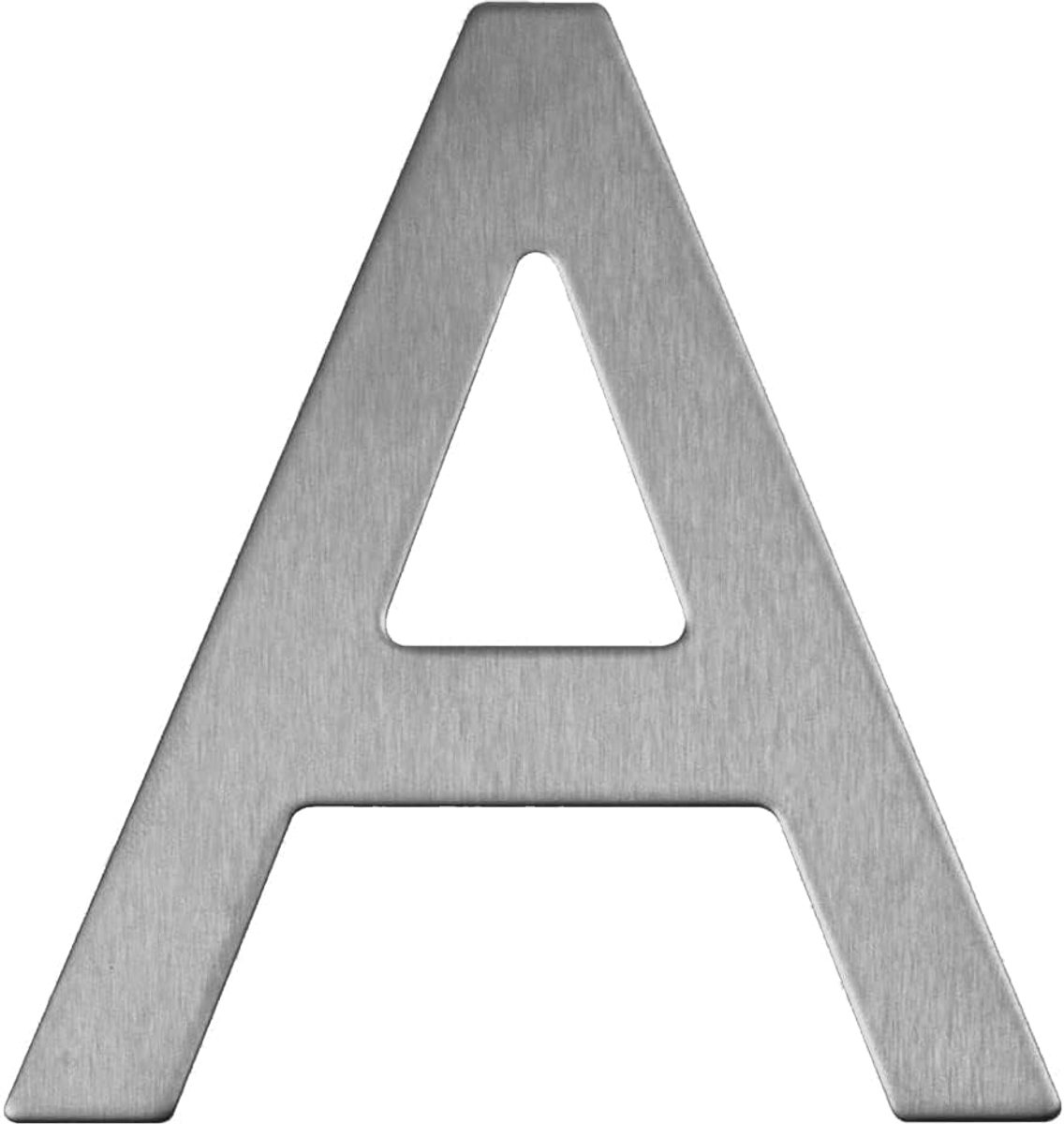 Letter van roestvrij staal, zelfklevend, hoogte 7,6 cm, huisletter, deurletter (A)