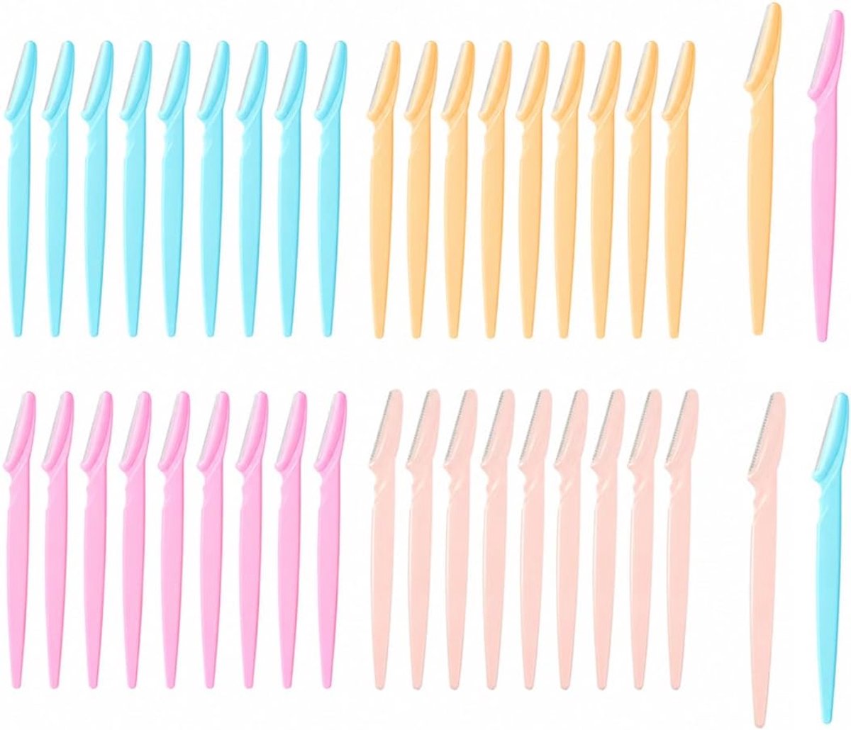 40 stuks scheermesjes, multifunctionele peeling gezichtsscheermes, gezichtshaarverwijderaar, wenkbrauwscheerapparaat, dermaplaning tool, draagbaar, voor gezicht, lichaam en wenkbrauwen, voor