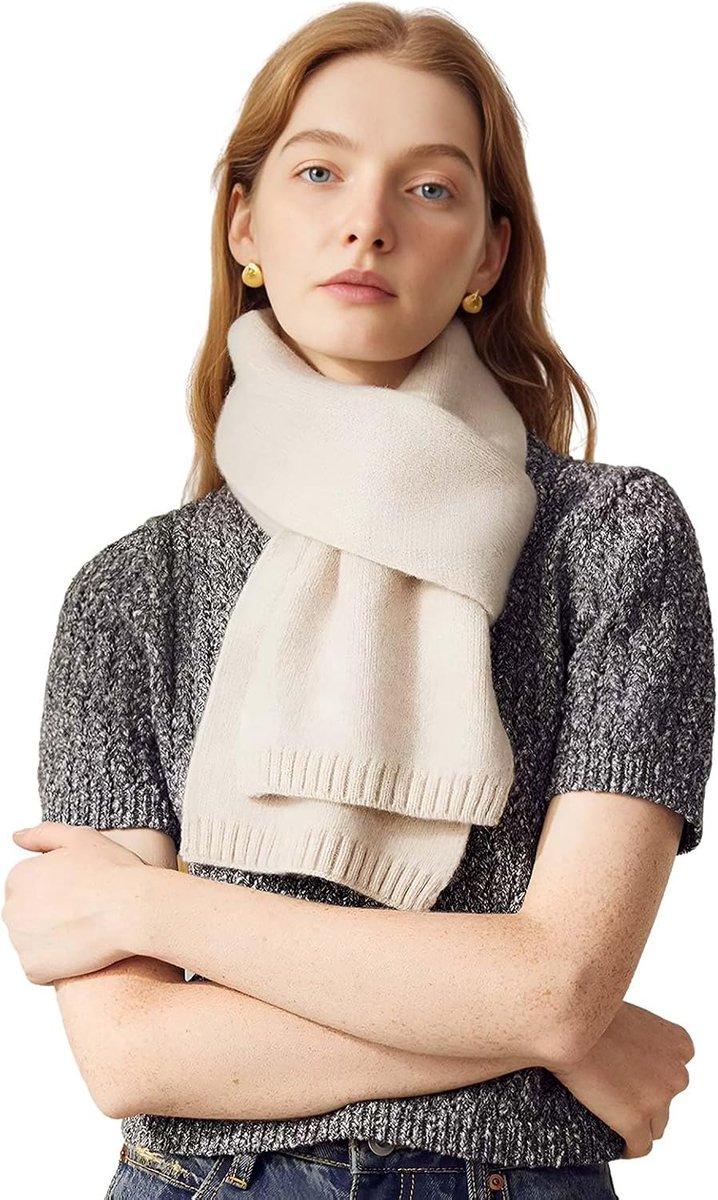 Sjaals voor dames, 160 x 20 cm, wintersjaal voor dames, wintersjaal, Beige, 160x20cm