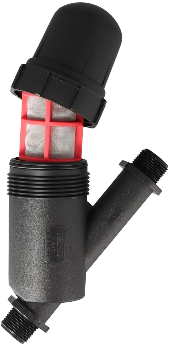 Dailygoods- Waterfilter Y-type met zeef - Irrigatiefilter - Tuinslangfilter - Kunststof - 18 cm x 14 cm - Verbetert waterkwaliteit