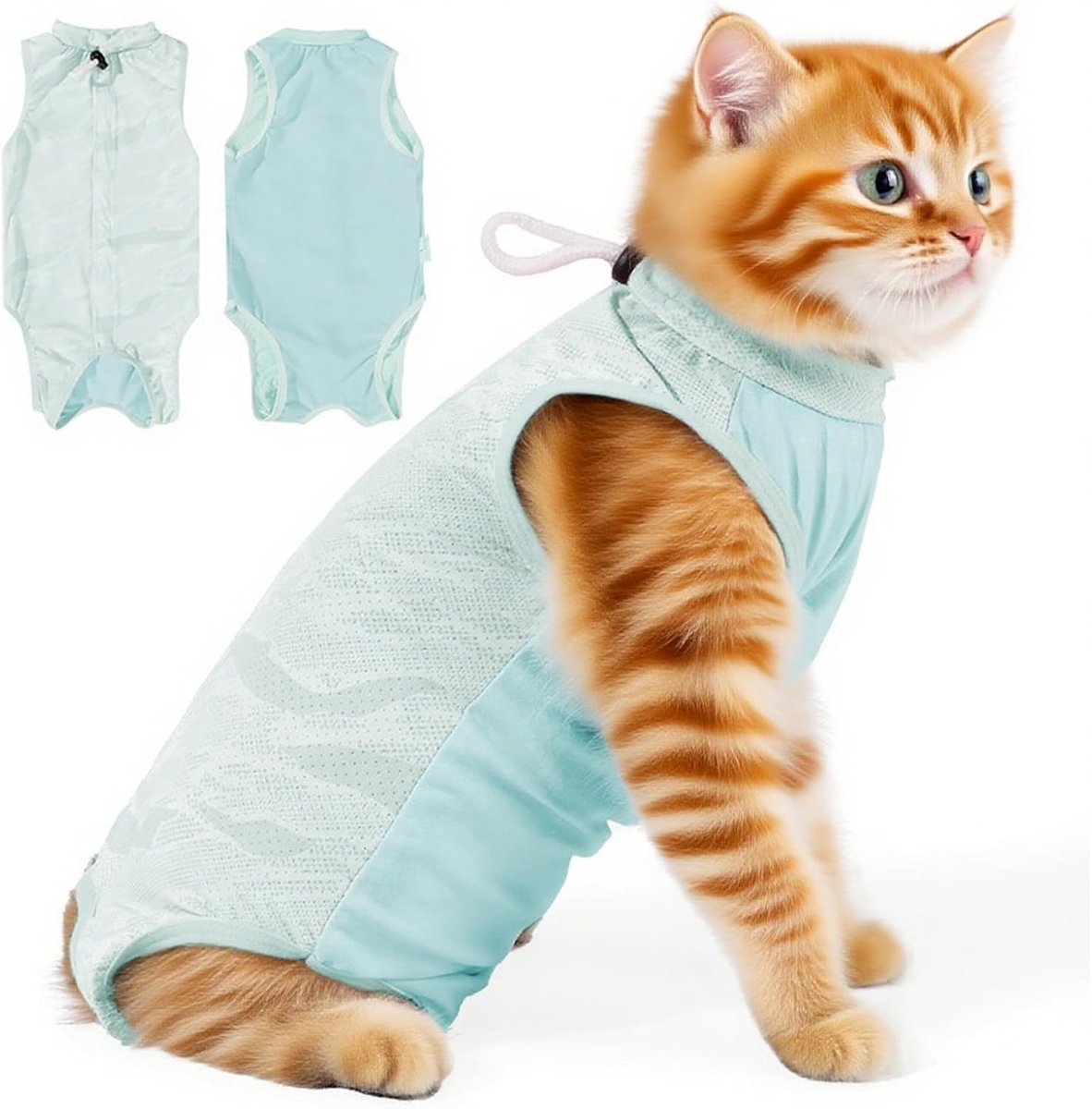 Herstelpak voor katten, ademende kitten-onesie, kitten-onesie, chirurgische spay voor huisdieren, vervanging van de kraag, voor sterilisatie/onzijdige chirurgie, buikwonden, huidziektepreventie likken