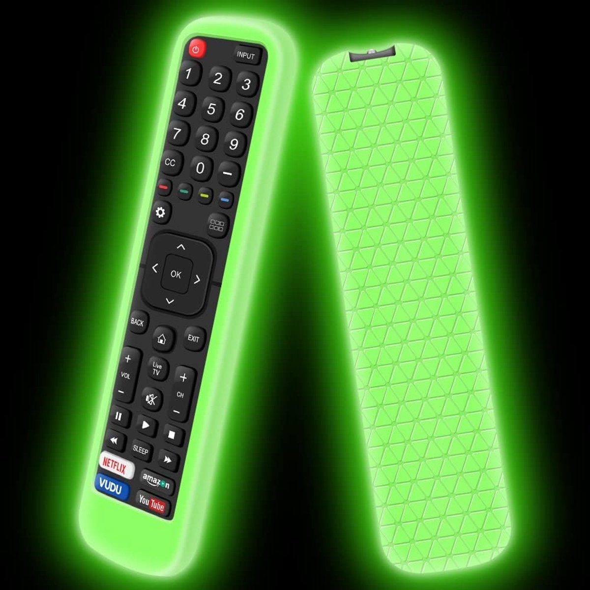 Hoes compatibel met Hisense afstandsbediening EN2BI27H EN2X27HS vervangende afstandsbediening beschermhoes cover voor Hisense Original Smart TV Remote (fluorescerend groen)