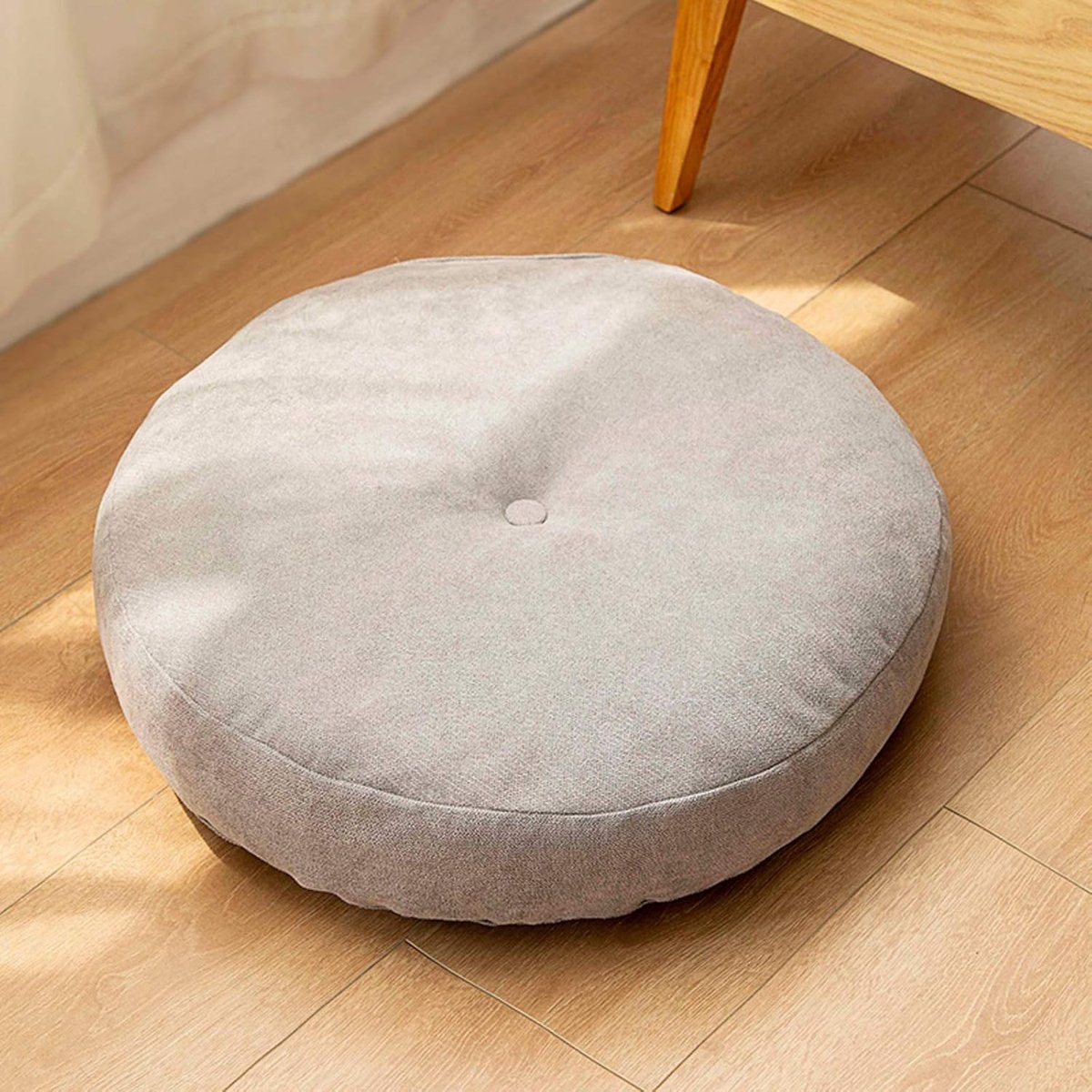 Stijl linnen/zitkussens, dik stoelkussen/meditatie yoga bolster/zitkussen futon tatami vloer rond kussen voor erker woonkamer - lichtgrijs afneembaar groot