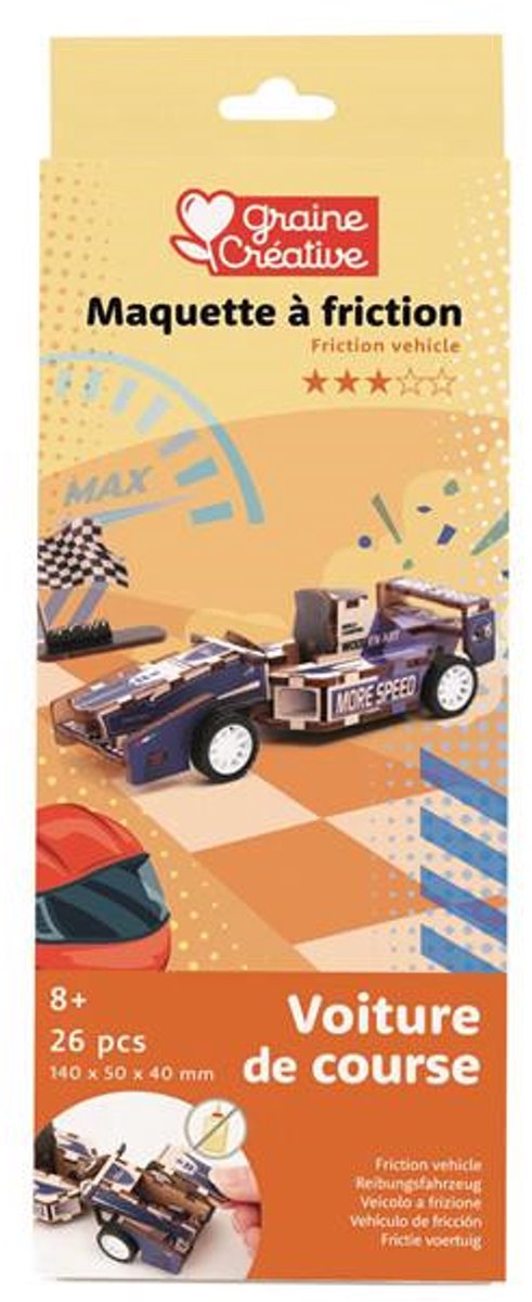 Graine Creative 3D puzzel raceauto houten speelgoed modelbouw.