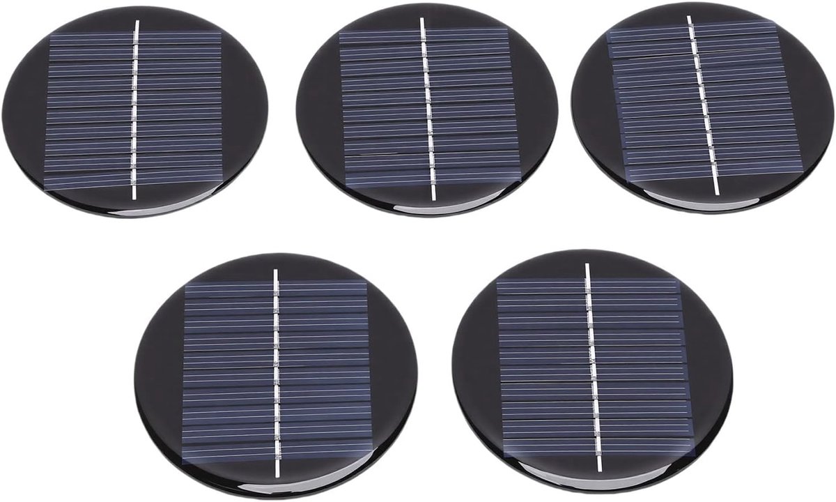5 Stuks 0,28 W Ronde Monokristallijn Silicium Zonnepanelen, 60 Mm Mini-zonnecellen, Doe-het-zelf-projectzonnepanelen voor Kleine Elektronische Apparaten