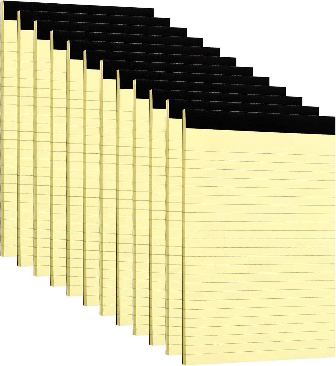 12 stuks gelinieerd notitieblok, A7, geel afscheurblok met 30 vellen per boekje, notitieblok, klein, geschikt voor werk, kantoor, thuis, studie, school, notities en dagboek