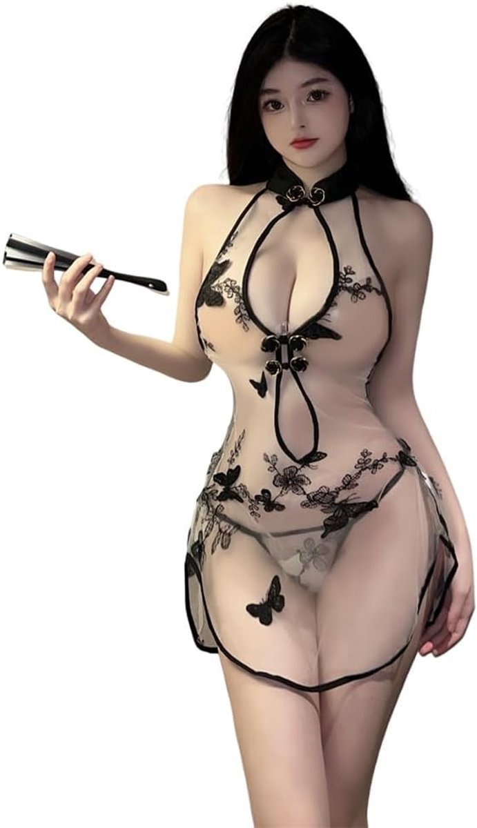 Cosplay bedrukte holle perspectief qipao Japanse anime kant poppenjurk