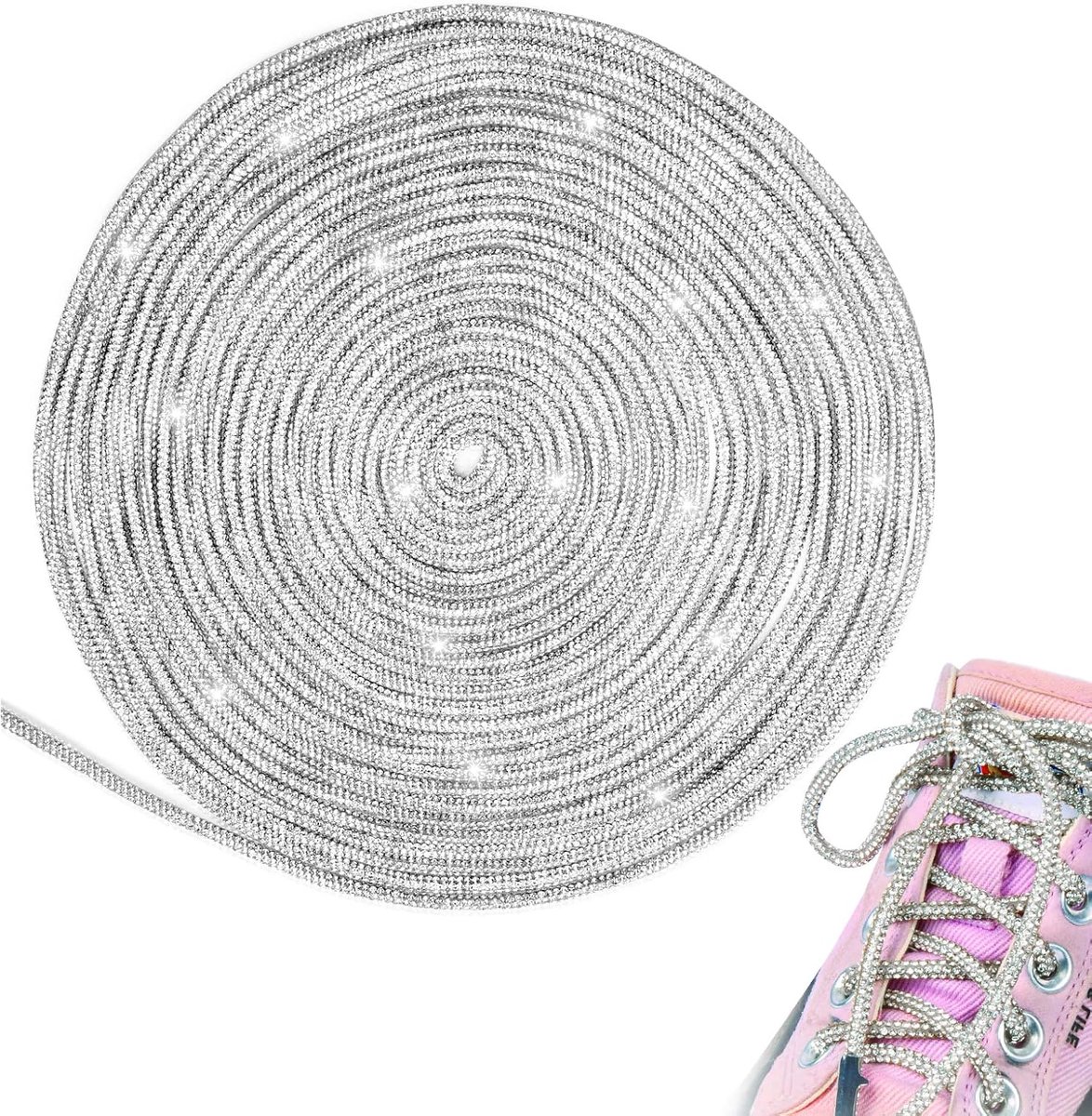 Strass-veters, glanzende reserveveters, voor schoenen/broek/capuchontrui, #1 10 m