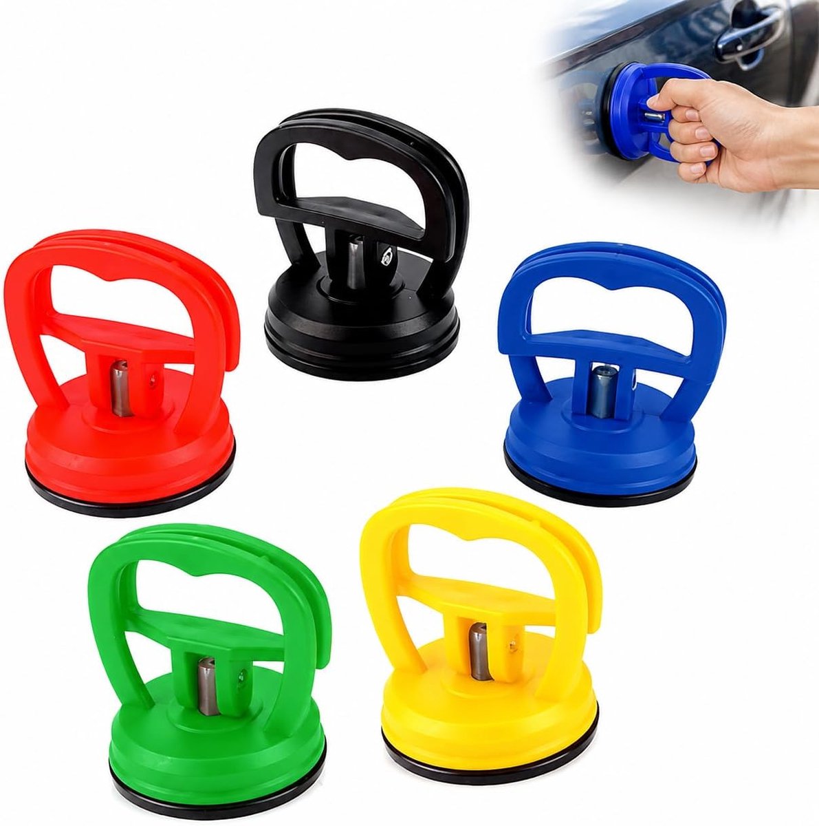 5-delige zuighandgreep set multifunctionele zuignappen 6 cm voor deukreparatie, scherm demontage, glas verplaatsen en gladde oppervlakken tot 20 kg draagkracht