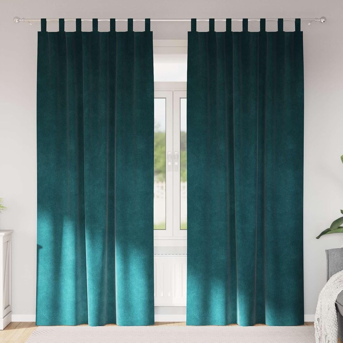 Fluweel, lichtbescherming, voor slaapkamer en woonkamer, set van 2 stuks, donkergroen, 140 x 245 cm, luxe fluwelen gordijnen