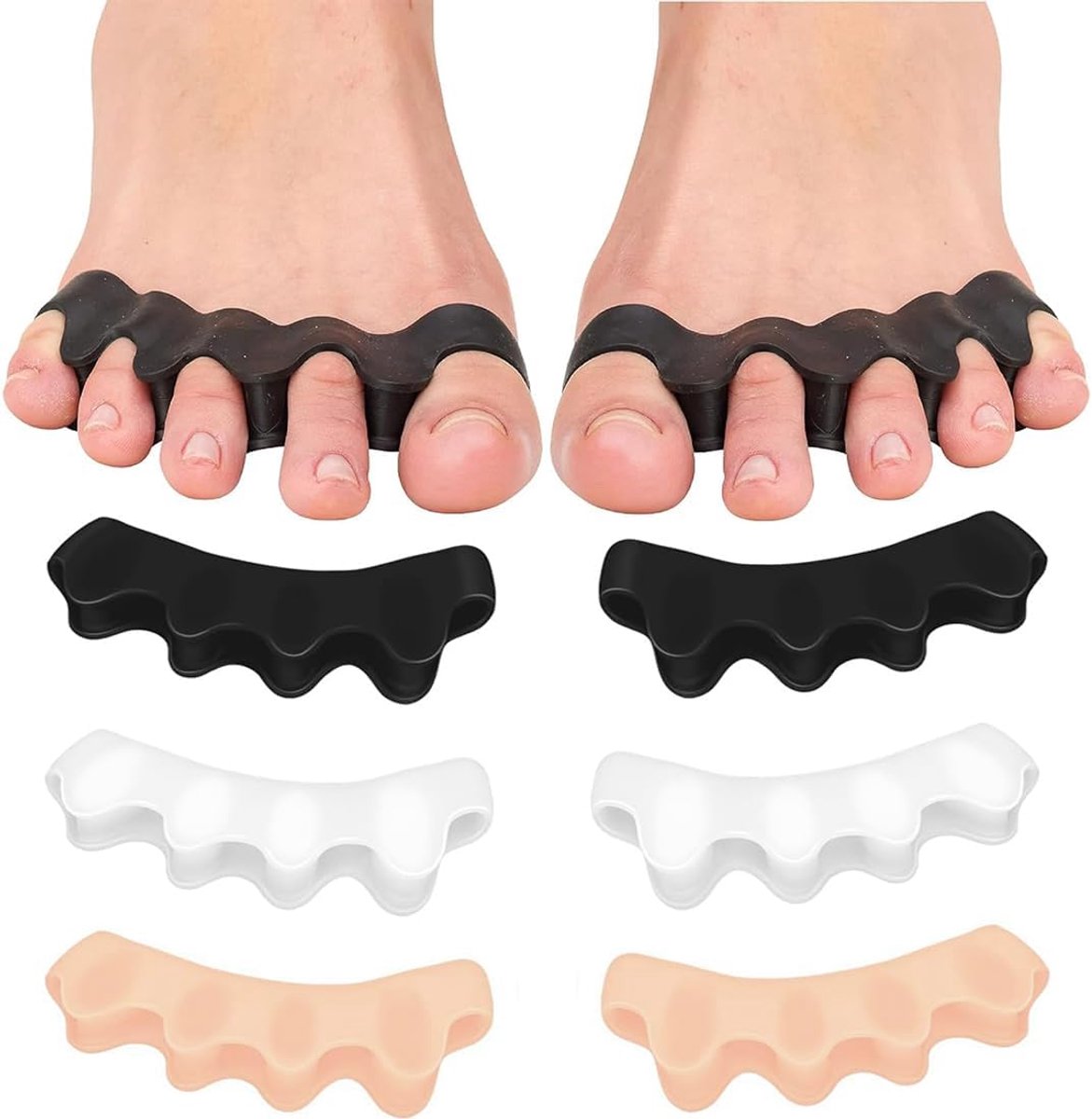 6 stuks teenslippers voor overlappende tenen, voor dames en heren, afstandhouders voor tenen, voor het herstellen van de tenen, 6 stuks