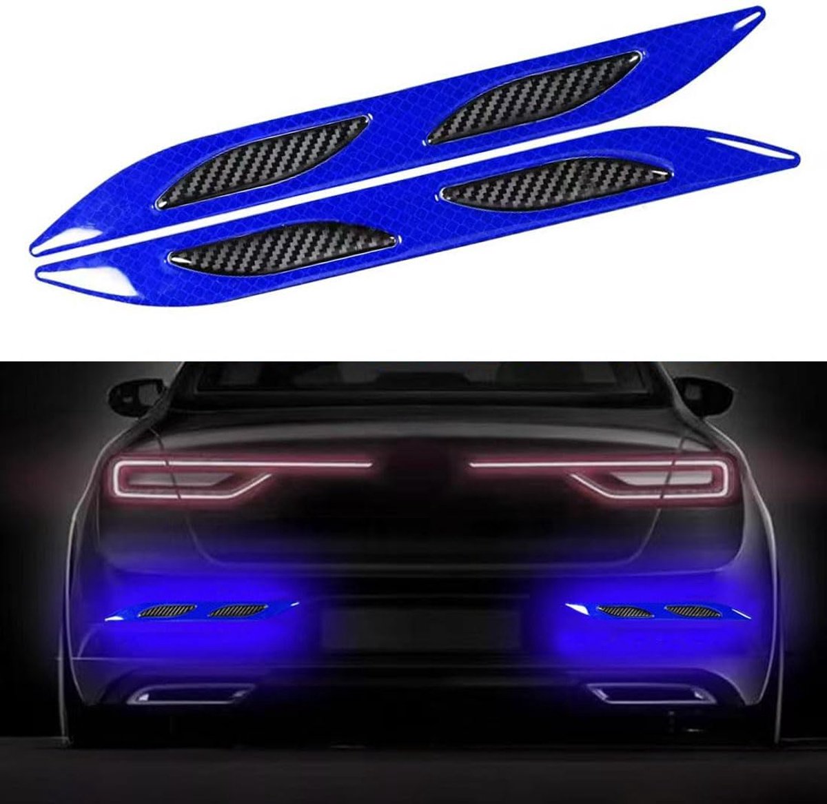 2 stuks auto sterke reflecterende strepen stickers, auto trunk reflecterende stickers, reflecterende zichtbaarheid decal, reflecterende veiligheidsstrips stickers voor auto, vrachtwagen, motorfiets (blauw)