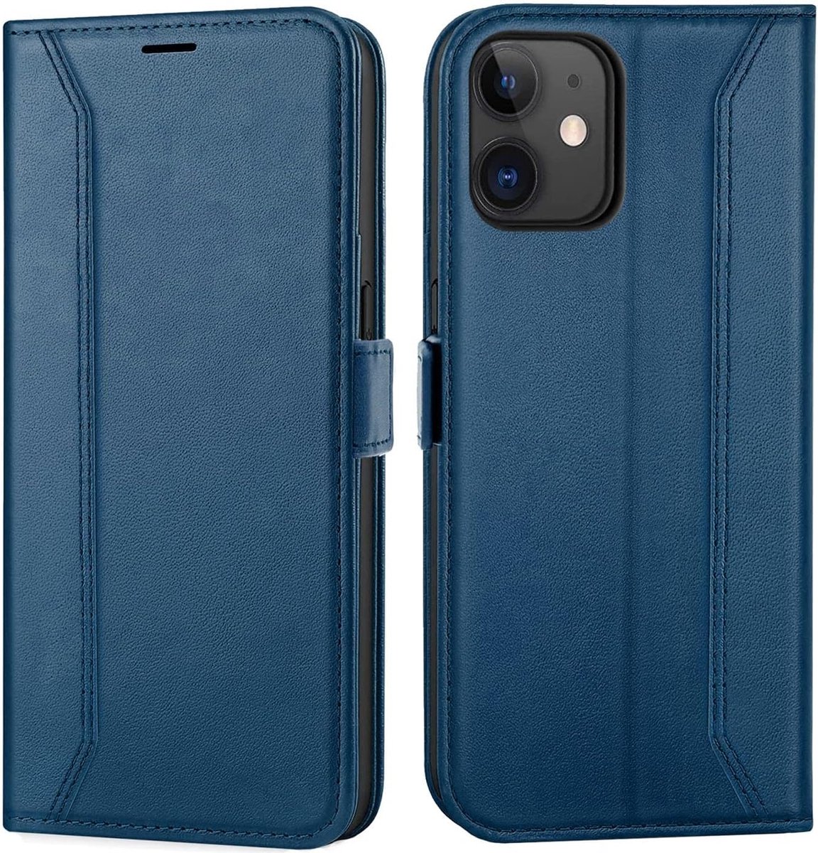 Hoes voor mobiele telefoon voor iPhone 12 Mini, 5,4 inch premium klaphoes, mobiele telefoon, flip case voor Apple iPhone 12 Mini, hoes, boekcase, tas, blauw