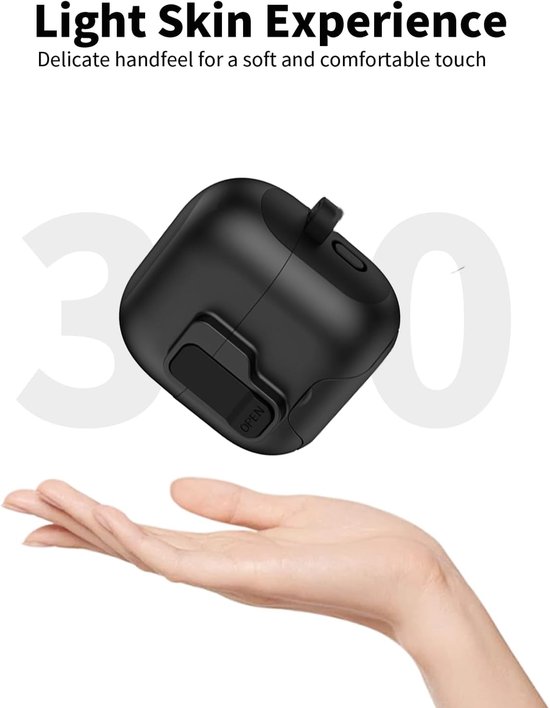 Hoes voor Huawei FreeClip 2 oordopjes, zachte TPU transparante cover, waterdicht, schokbestendig, krasbescherming, eenvoudig te dragen, met koord & sleutelhanger en reinigingsset (zwart) — afbeelding 2