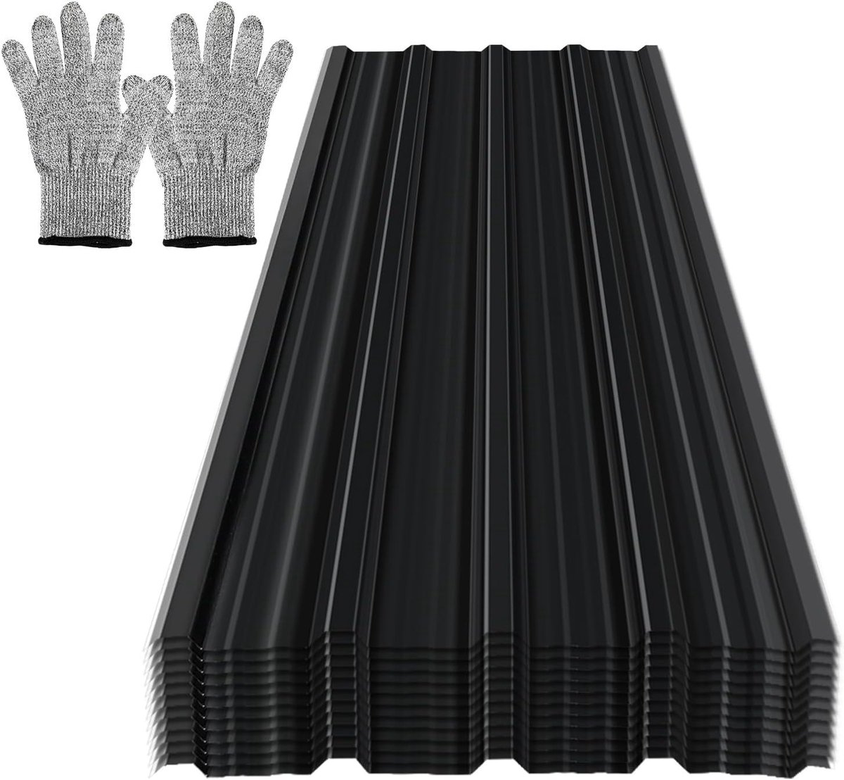 Trapeziumplaat, dakpanelen, 129 x 46 cm, ca. 21 m², 0,25 mm, verzinkt metaal, voor carport, tuinhuis, schuur, incl. snijbestendige handschoenen, antraciet
