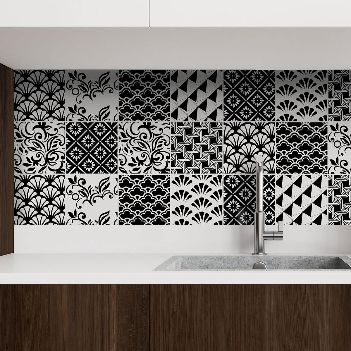 Tegelstickers, deco-tegels, lijm voor badkamer, zelfklevende tegeldecoratie, baksteenstickers, voor keuken, eetkamer, badkamer, tegelfolie, 15 x 15 cm, T1021