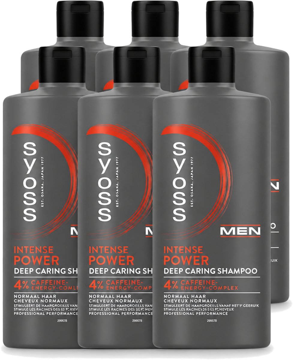 6 x SYOSS - Men Power - Shampoo - Langdurige Styling - 440ml - Voordeelverpakking - 6 stuks