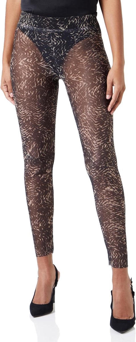 Dames Leggings Cream Dameslegging, bedrukt, mesh, volledige lengte, skinny fit, elastische tailleband
