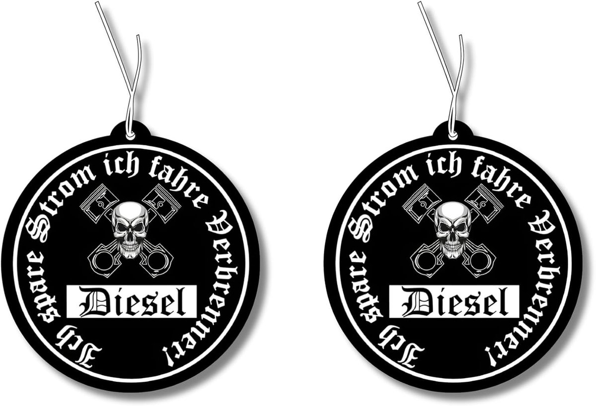 2 x geurboom met,Ich spare Stromm, ich fahre brenner' motief, auto grappige geurdispenser, geurboom auto tuning, luchtverfrisser, geurhanger auto, geurboom set auto