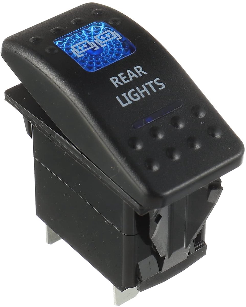 12 V tuimelschakelaar, 5-polig, rocker schakelaar, blauw, led-lamp, voor auto, vrachtwagen, trein (achterlicht)
