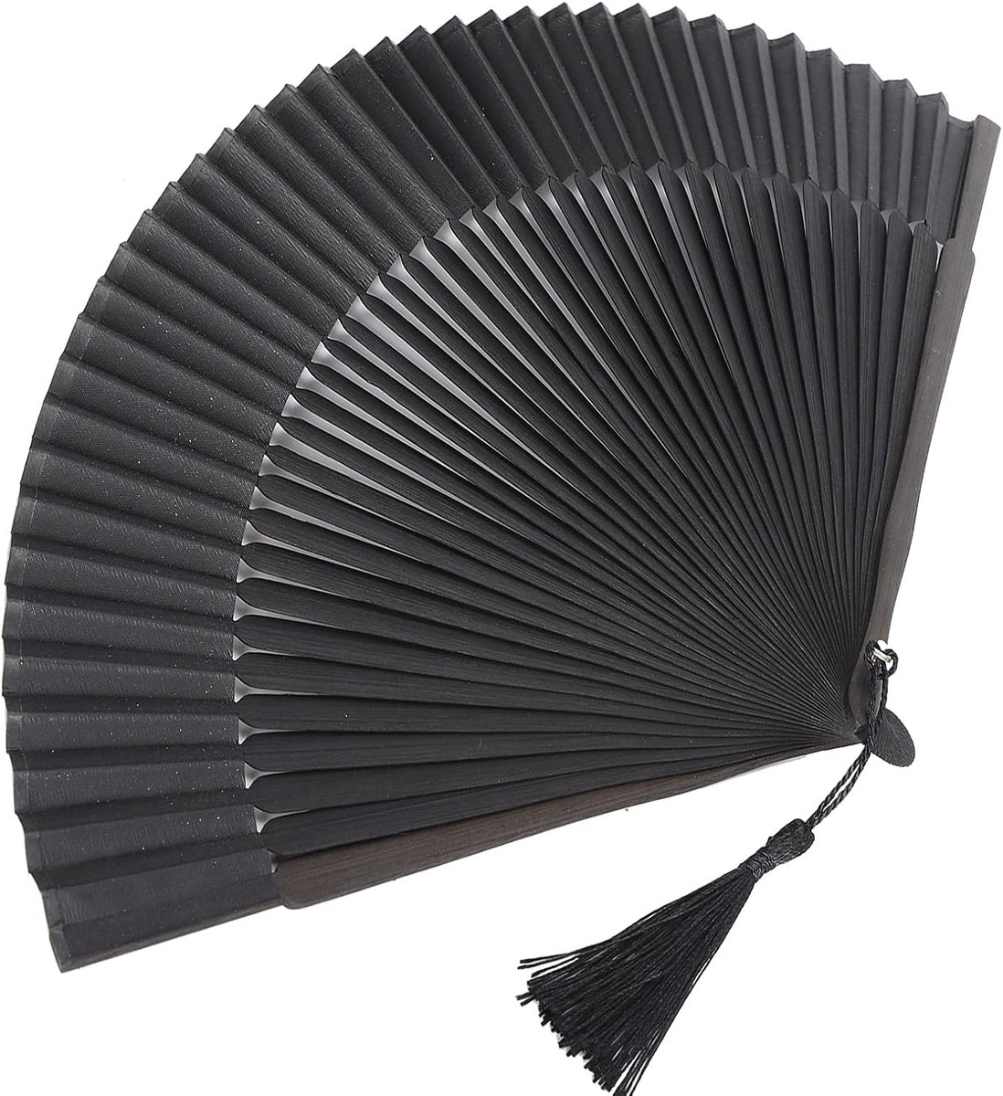 Opvouwbare handventilator, zijden stof handheld ventilator klassiek zwart voor feesten cosplay jubilea kostuums concerten theaters, collecties