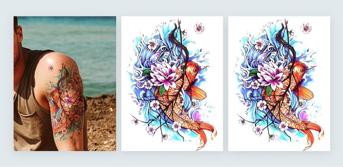 Tijdelijke koi vis tattoo kersenbloesem Japanse koi tattoo LC769x2