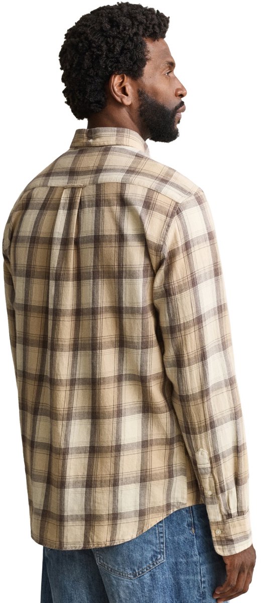 Overhemd Gant Regular Fit beige geruit Windblown flanel