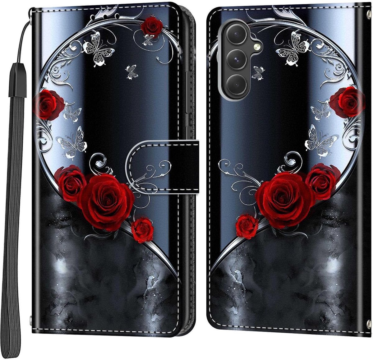 Hoesje voor Samsung Galaxy A54 5G, zilveren Schmetterling
