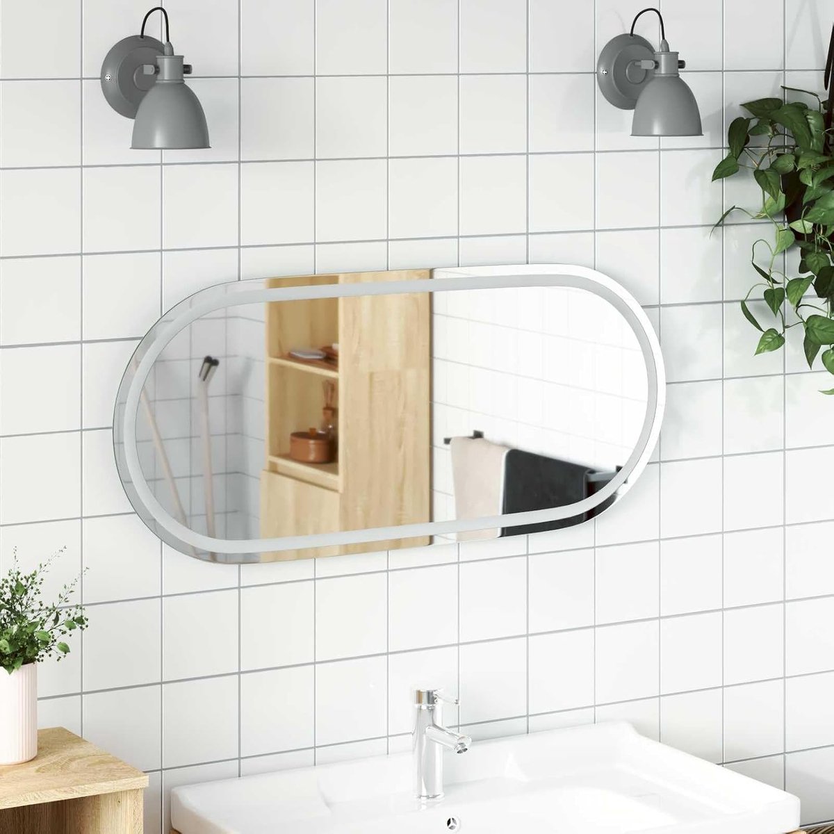 100 x 45 cm, gehard glas, wandspiegel