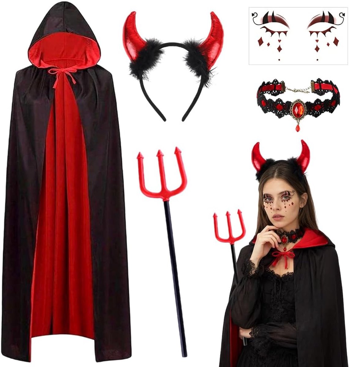 Duivelskostuum voor dames, Halloween-set voor volwassenen