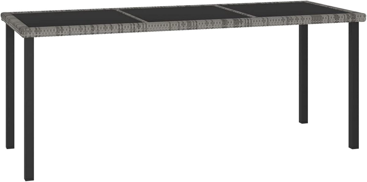 Eettafel voor de tuin, grijs, 180 x 70 x 73 cm, van polyrotan 401#