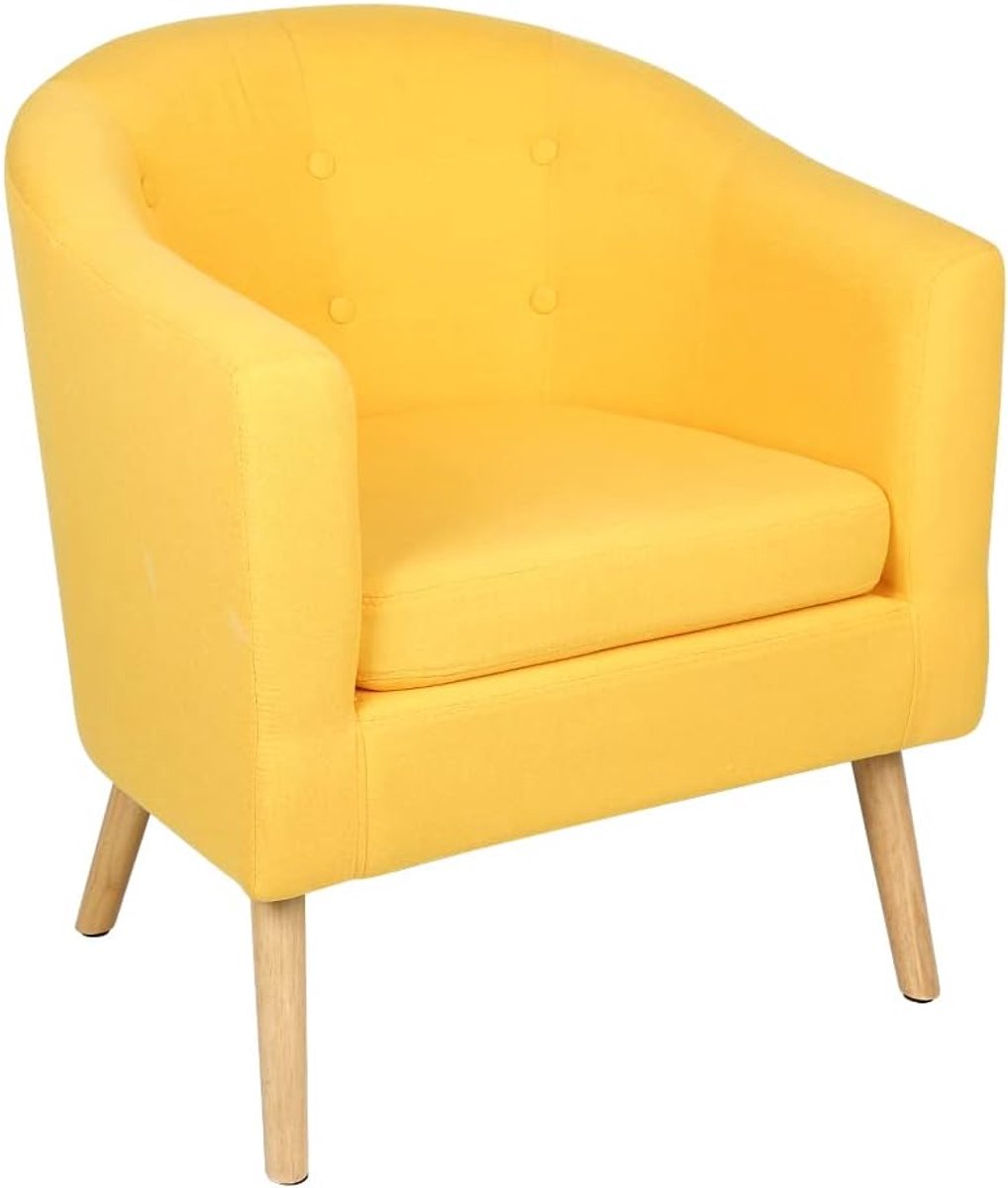 Paddenstoel, Verwarming met armleuningen, 1 Persoon Woonkamerstoelen, Kleine Dikke Gestoffeerde Bank, Scandinavische Woonkamer Stoel met Armleuningen en Rugleuning (Model A, Geel)