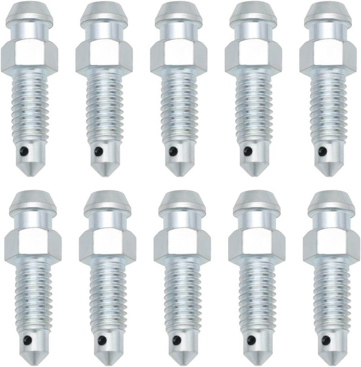 Dailygoods- Remklauw Ontluchtingsnippel M6x1mm - 10 Stuks - Totale Lengte 27,2mm - Zeshoekige Schroefdraad 17mm - Koolstofstaal - Voorkomt Remvloeisto