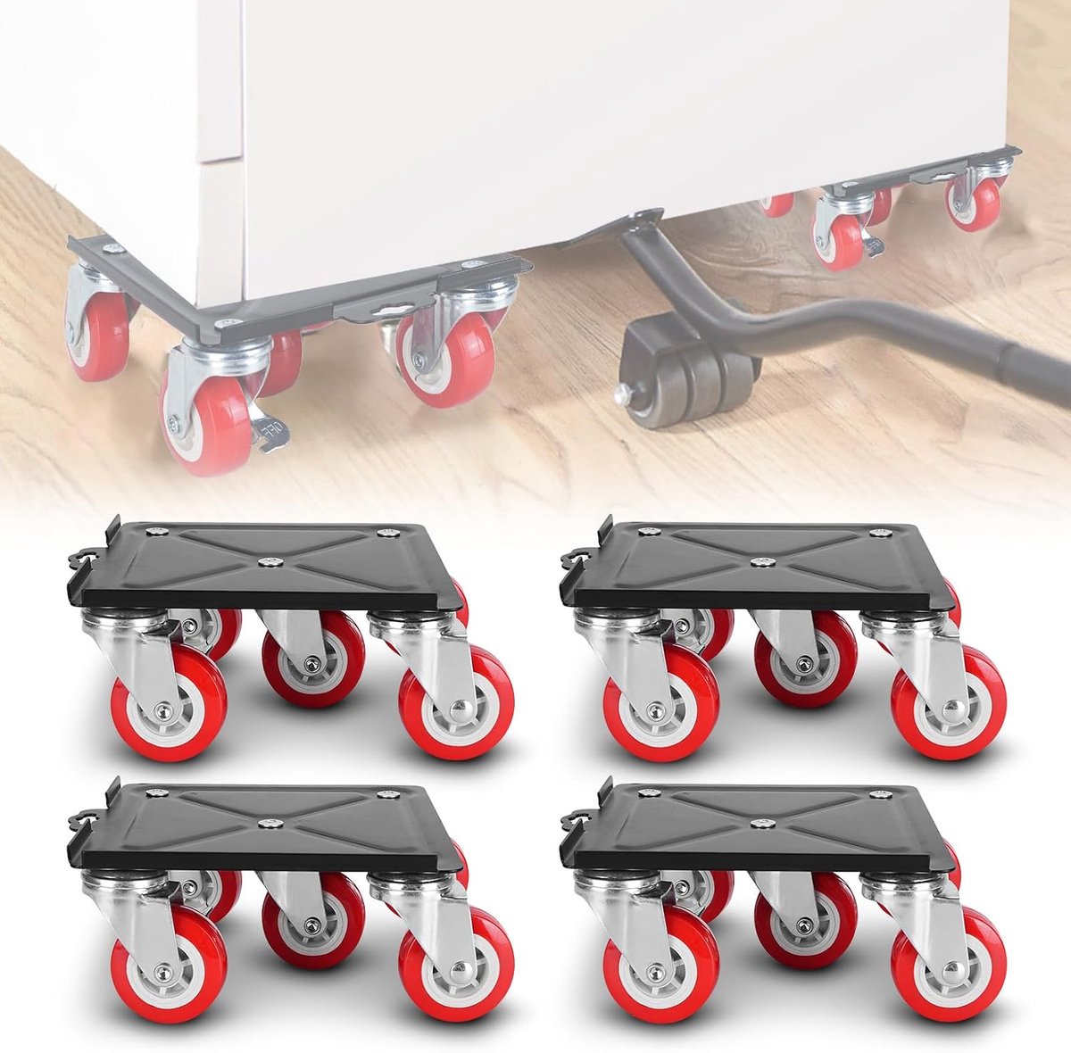 Dailygoods- Meubelrol 3000 kg - Robuuste Transportrol - Zware Wielen - Stalen Basis - Breekvoeten met Rubberbuffers - Voor Houten/Tegels/Tapijt - Tran