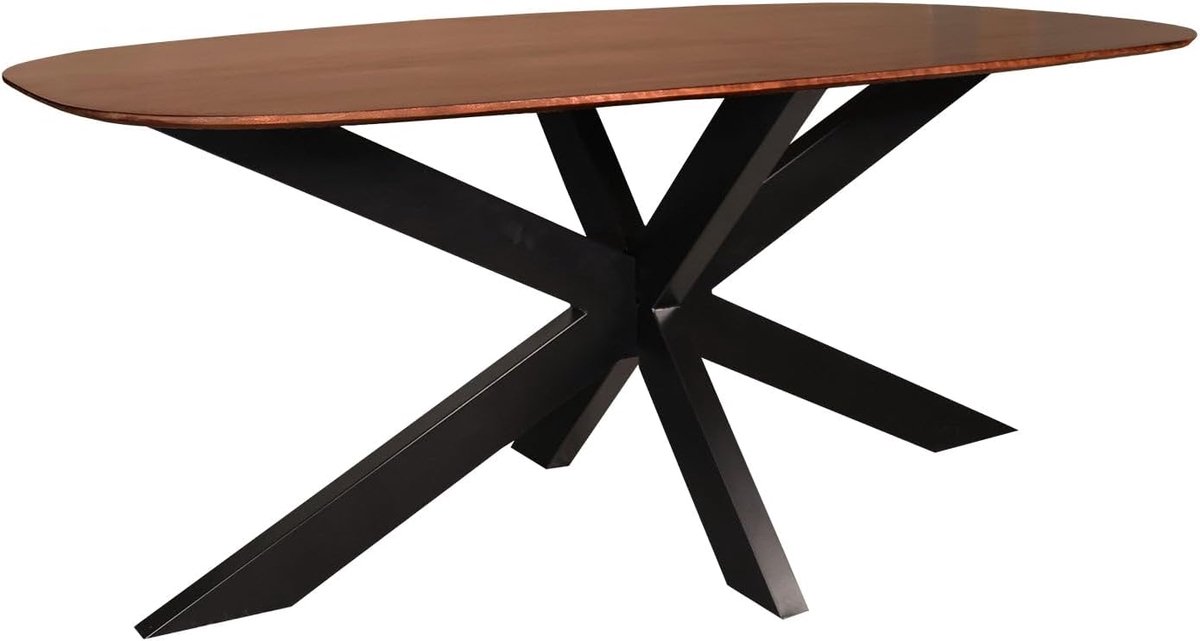 Eettafel deens ovaal mangohout 180cm Austin walnoot bruin ovale tafel duurzaam mango eetkamertafel