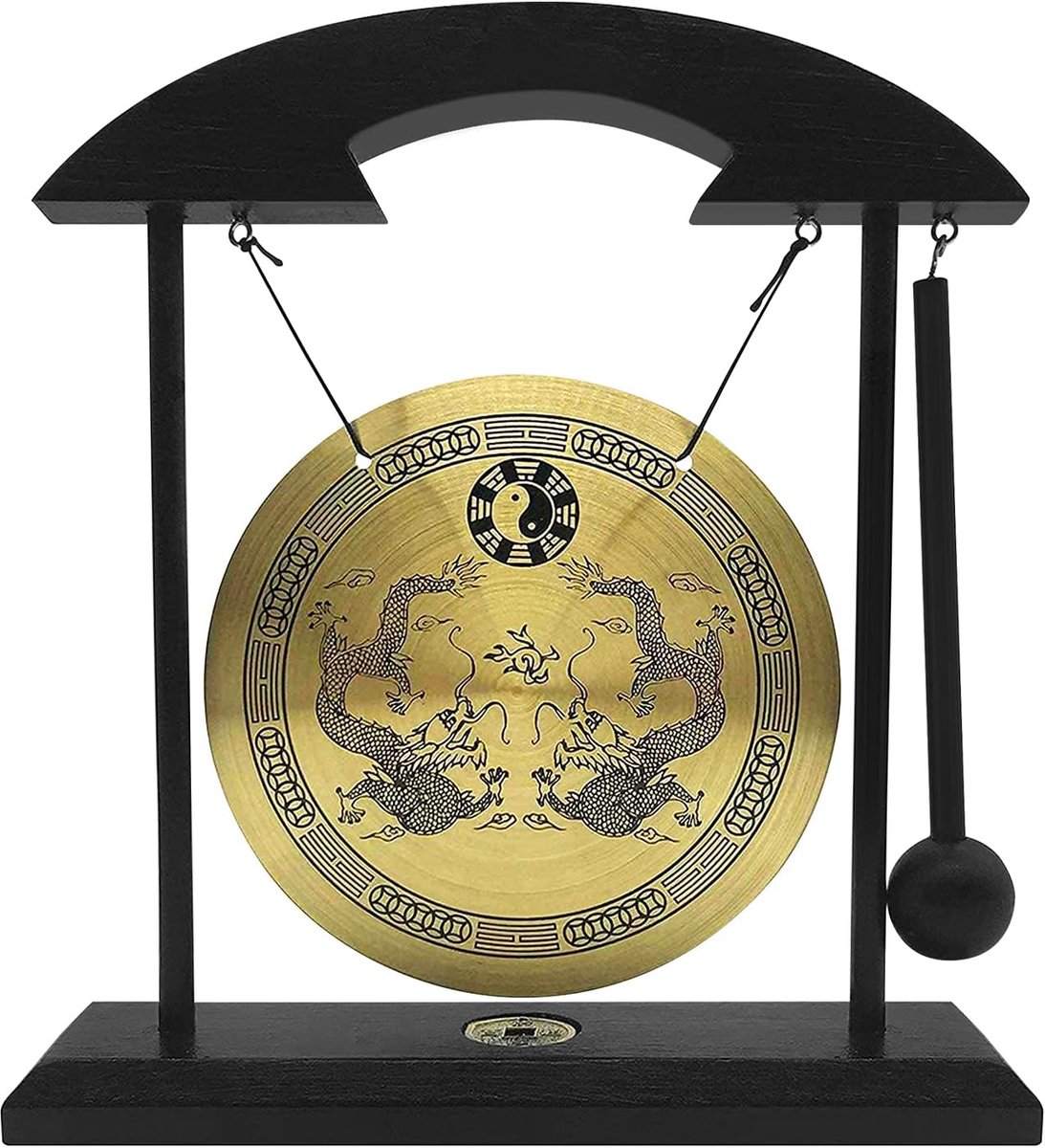 Dailygoods - Chinese Tafelgong met Houten Voet voor Meditatie