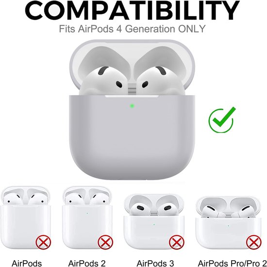 hoes voor Airpods 4, dun beschermend Silicone Case voor AirPods 4th 2024 (USB-C) Skin Front LED zichtbaar siliconen hoesje, Grijs — afbeelding 4