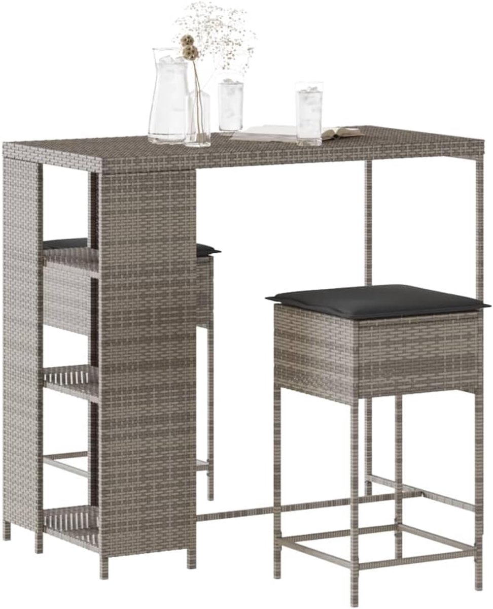 Rattan weerbestendig tuinbarstoel grijs