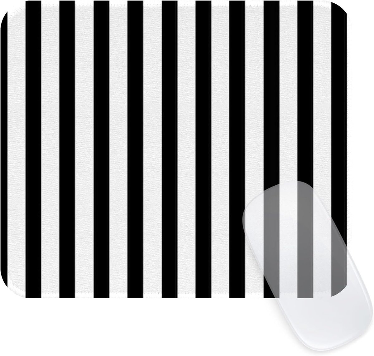 schattige gestreepte muismat met gestikte rand, premium waterdichte doek esthetische kleine muismat, antislip rubberen basis eenvoudige grappige muismat bureauaccessoires, zwart en
