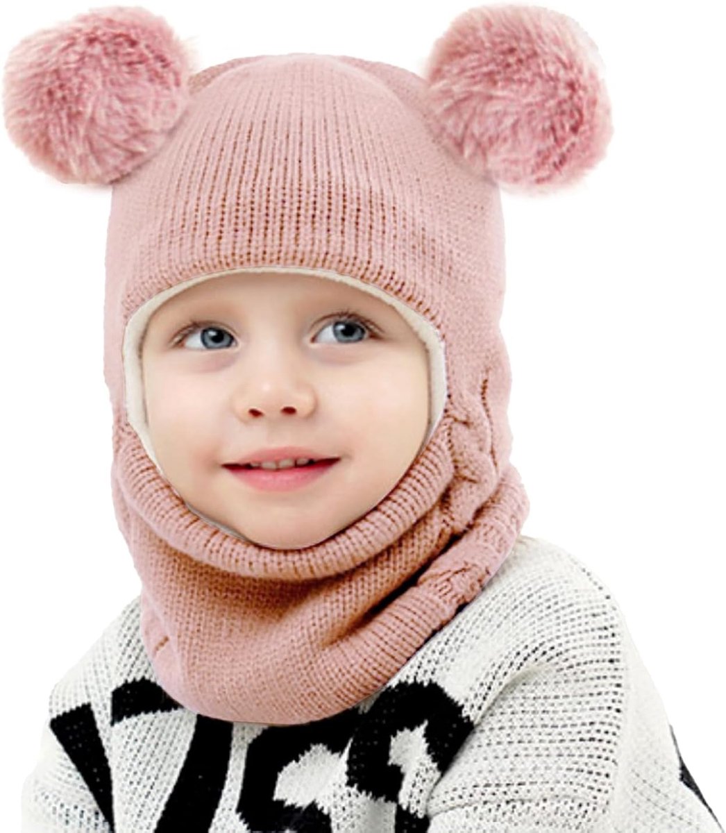 schattig, warm, 1-6 jaar, sjaal met capuchon, muts met fleecevoering, sjaal met capuchon, hoofddeksel, balaclava, skimuts