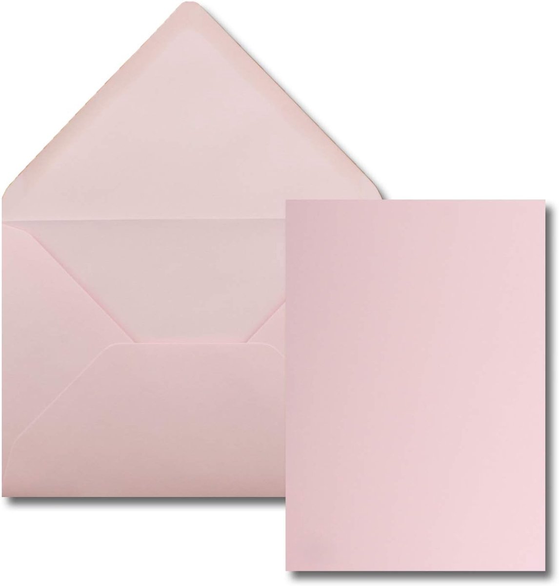 25 stuks kaart met envelop set - Enkele kaarten DIN A5 - 14,8 x 21 cm roze met briefenvelopjes DIN C5 - 15,4 x 22 cm roze - Natkleef
