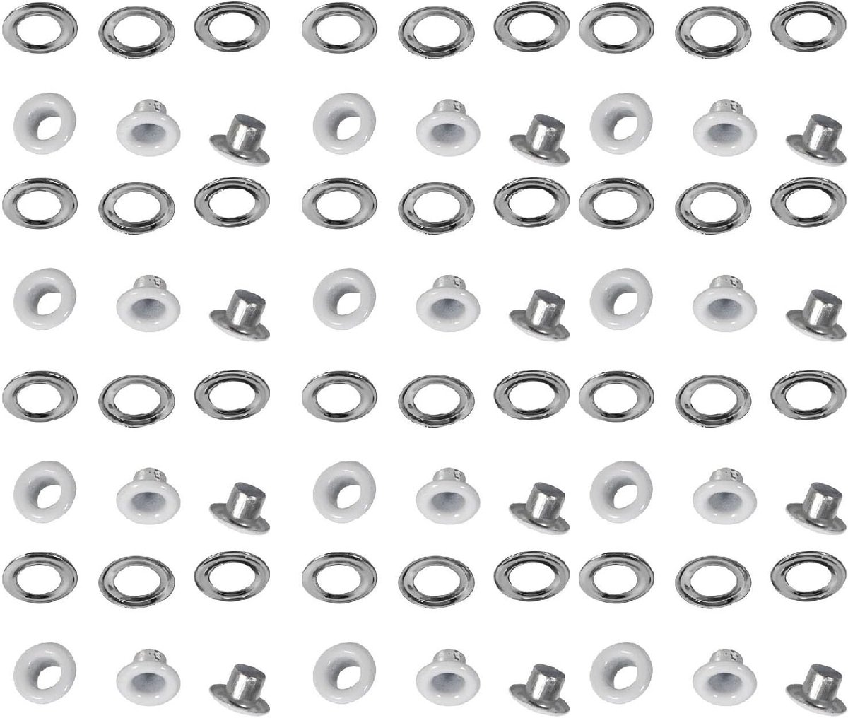 Ogen Set 100 Stuks - 4mm Aluminium Kledingogen Wit - Kleine Ronde Oogjes voor Schoenen Kleding Tassen - DIY Naai Fournituren Handwerk Accessoires