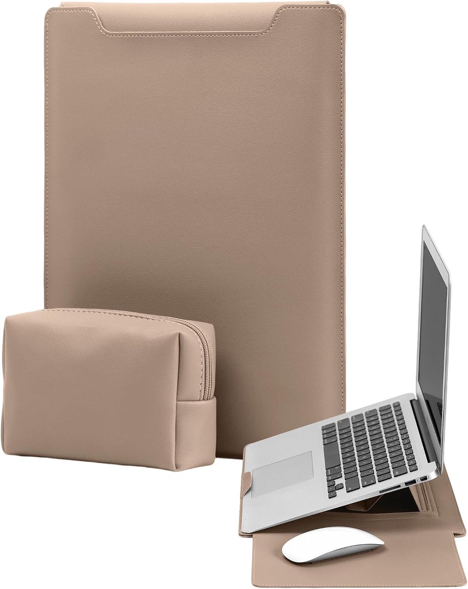 Laptophoes voor 15-16 inch met standaard (heldere abrikoos)