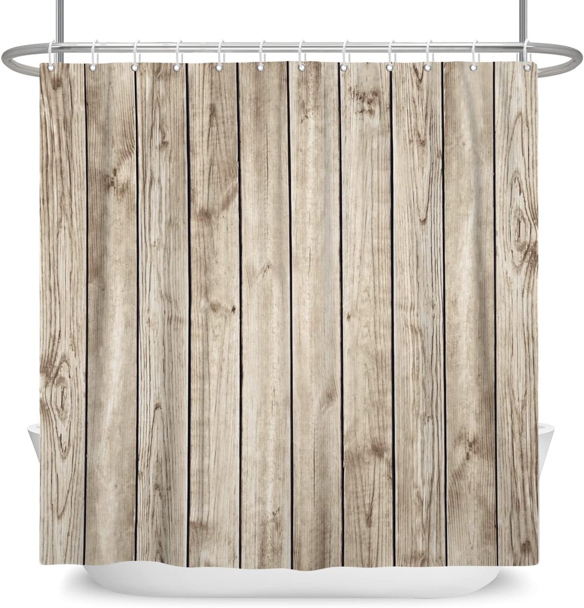 105 x 160 cm Oude houten vloer douchegordijn rustiek hardhout vintage houten plank schuurdeur badkamer gordijn landelijke boerderij eenvoudige badkuip gordijn voor badkamer stof polyester met