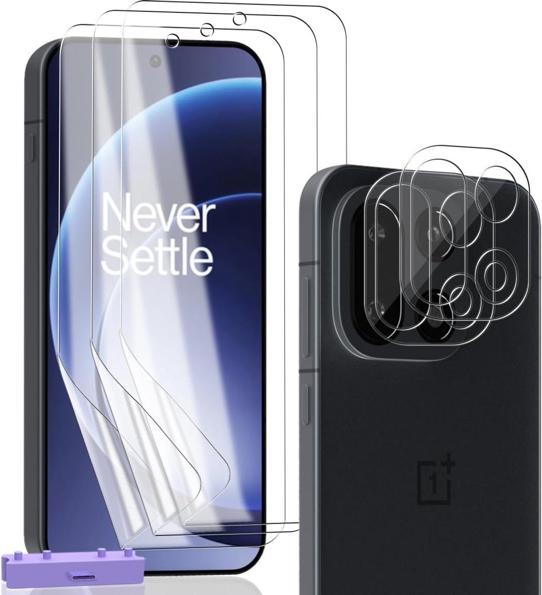 3+2 stuks - Zelfhelende TPU-beschermfolie voor OnePlus 15, met positioneringshulp, 9H camera-pantserglas, vingerafdruk-ID compatibel, HD-schermbescherming
