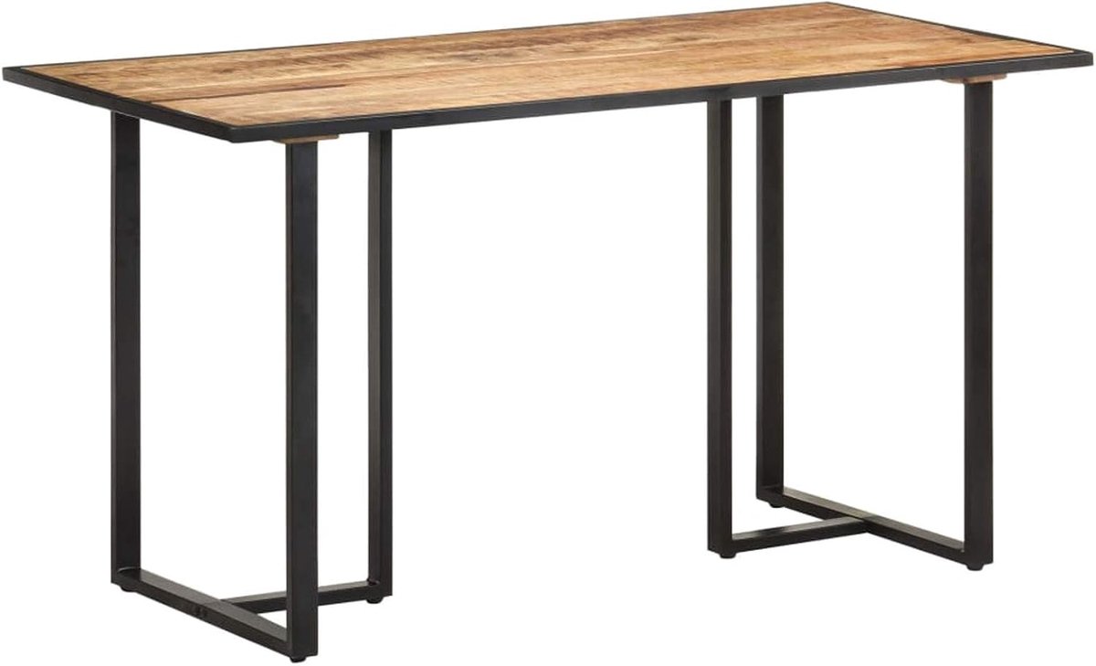 Eettafel voor keuken, eetkamer, vintage, industrieel, massief mangohout, 120/140 cm, tuintafel voor buiten, vintage, industrieel, van onbehandeld massief hout