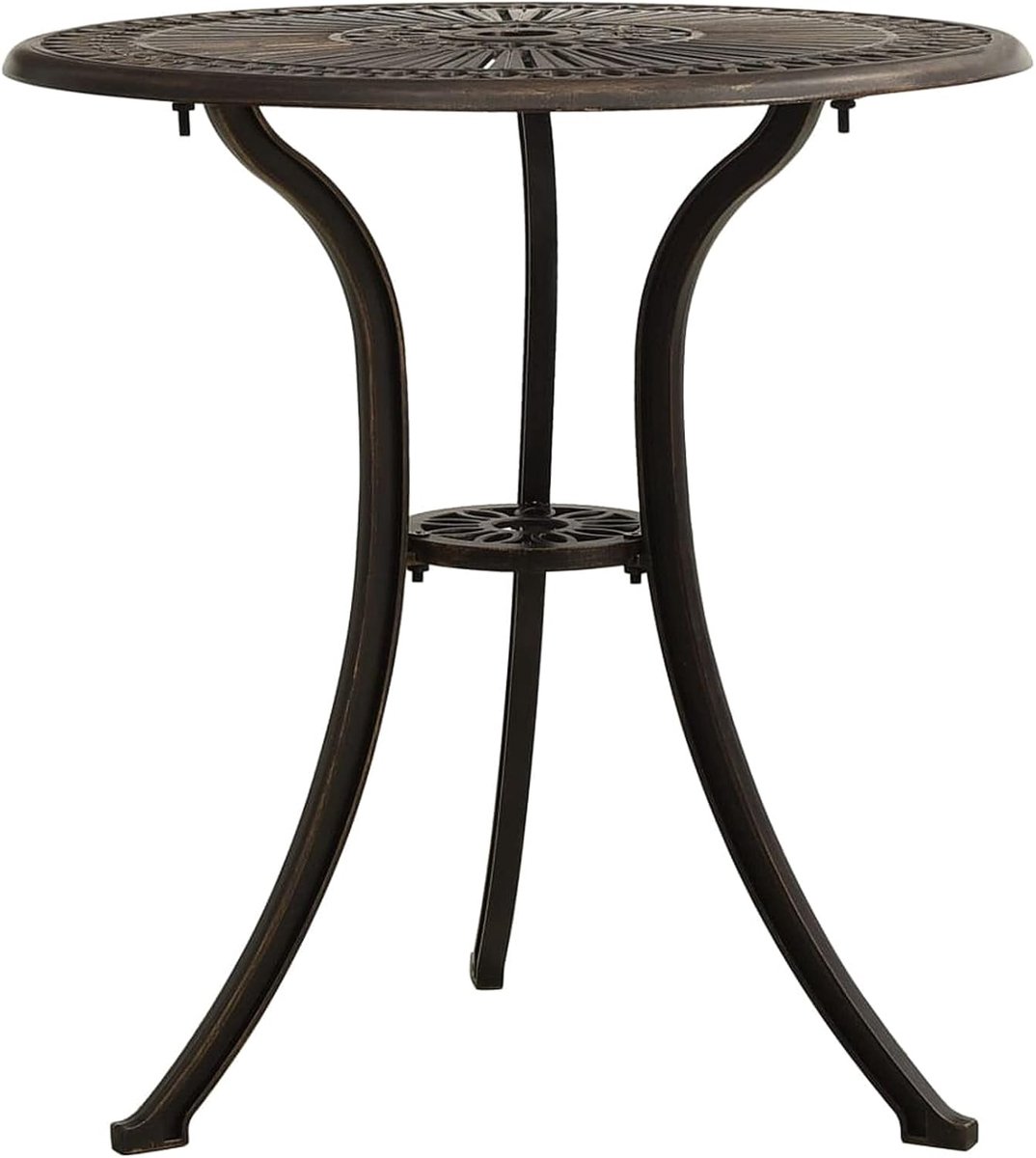 Tuintafel, auxilliar, eetkamer, keuken, patio, terras, balkon, meubels, voor buiten, duurzaam, gegoten aluminium, brons, 62 x 62 x 65 cm